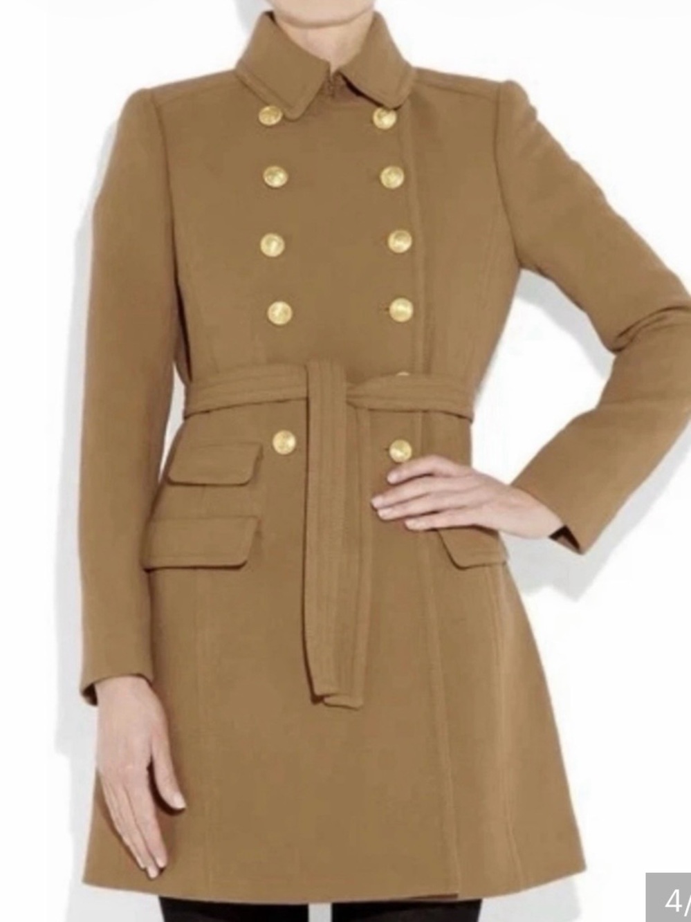 J. Crew Camel Double-Breasted Wool Pea Coat